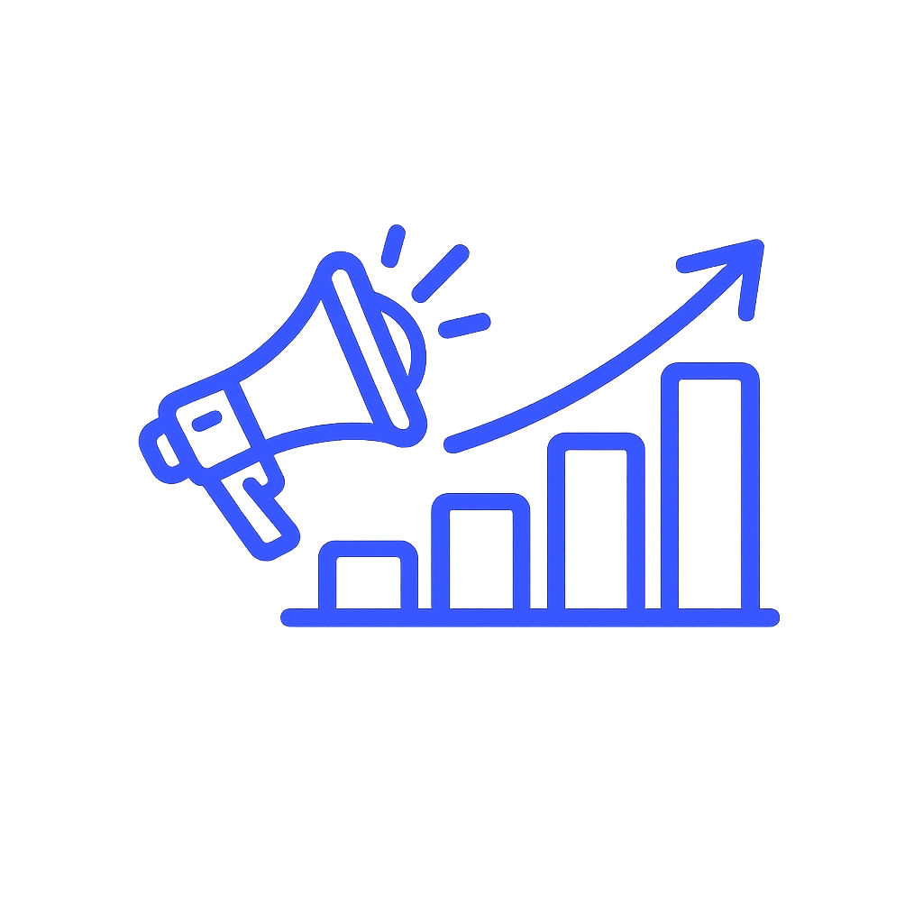 blue growth and communication icon